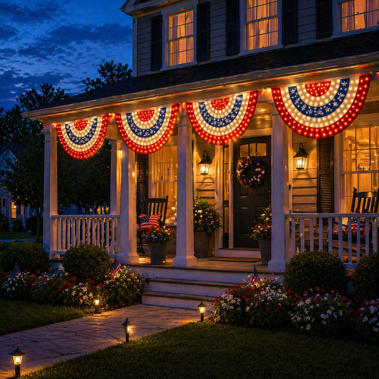 🏆🏆Flash Sale-49% OFF⚡ 50K+ SOLD! 3 x 6 Ft LED Patriotic Bunting Banner for America’s 250th