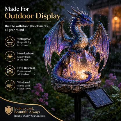💥LAST DAY 50% OFF🐉✨Solar Dragon Garden Statue Light – Golden Ember Fantasy Outdoor Decor