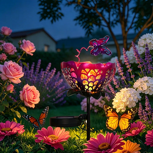 🦋Solar-powered butterfly lotus lantern