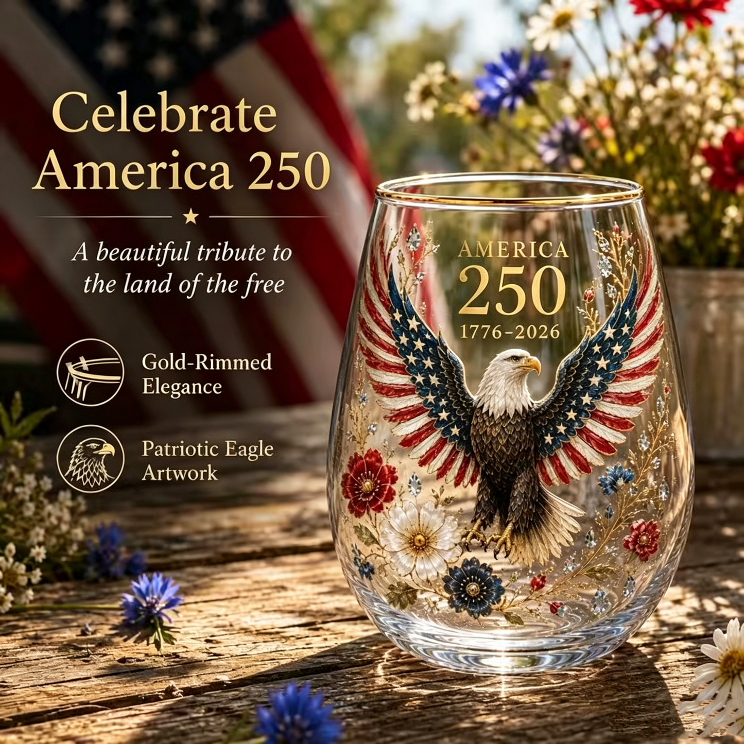 🎁 Father's Day Gift-🔥Limited Edition 2026 USA 250 Years of Freedom Eagle Glass