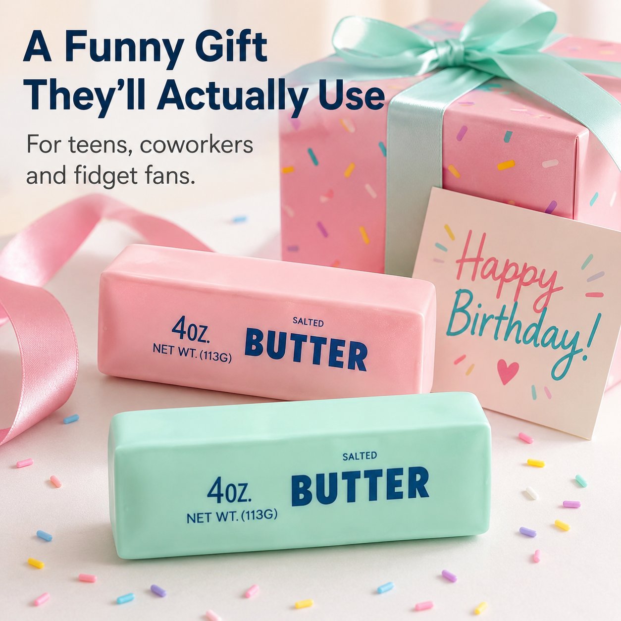 🧈 Butter Bar Squishy Fidget Toy, Soft Slow Rising Squeeze Toy With Crunch ASMR Sound