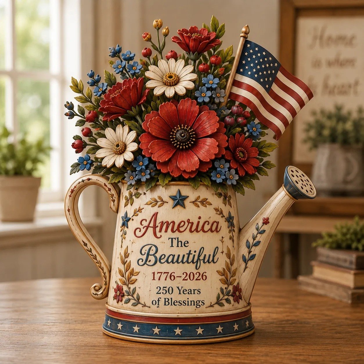 Handmade America's 250th Anniversary Patriotic Floral Décor