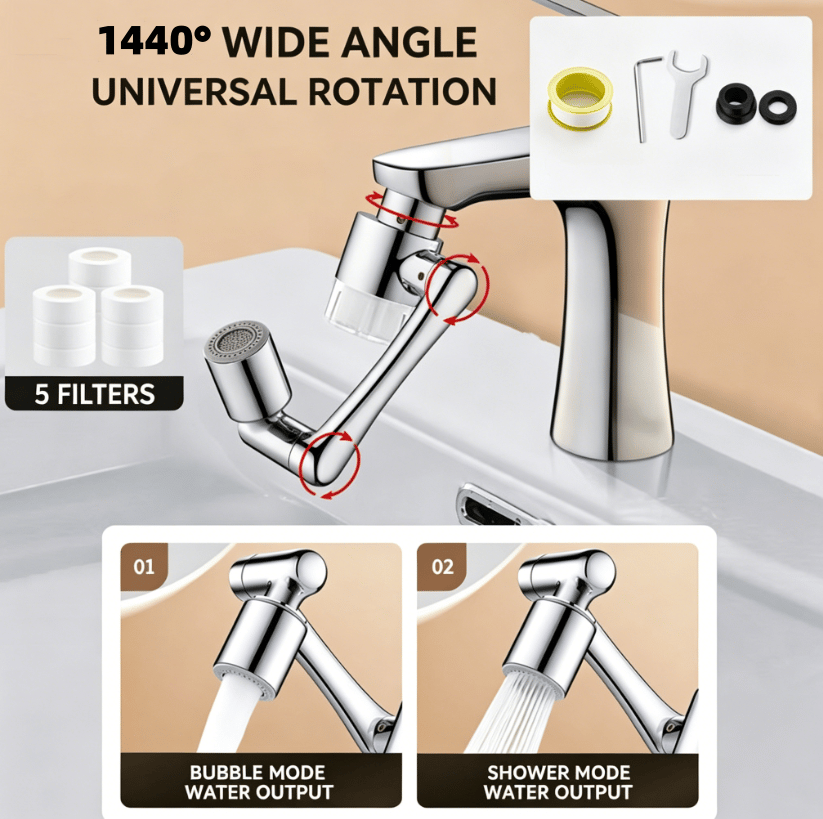 1440° Swivel Faucet Aerator with Filter –Includes 10 Replacement Filter Cartridges