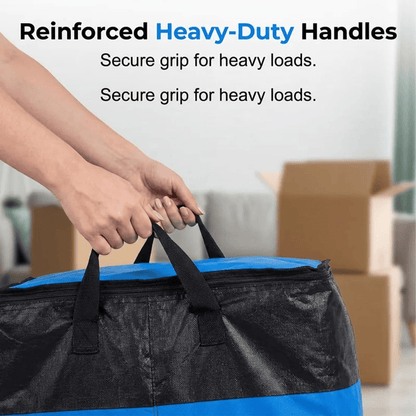 3 Sizes Oversized Reusable Moving Storage Totes, Waterproof Tear Resistant Foldable Storage Bags with Full Open Top & Label Slot, Heavy Load Moving Bags for Rigid Moving Boxes for Moving Dorm Camping Bedding Clothes