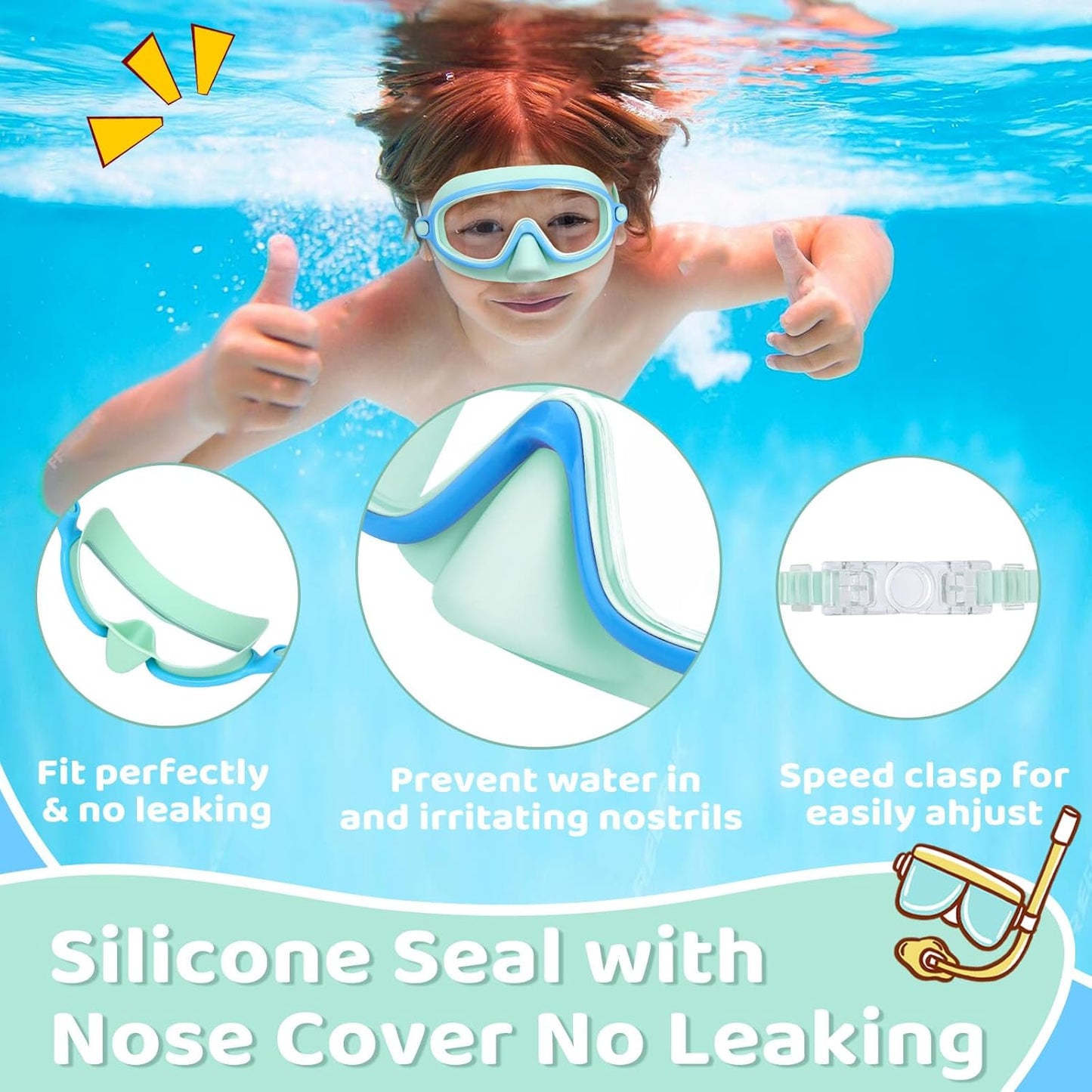 Kids-Swim-Goggles with Nose Cover
