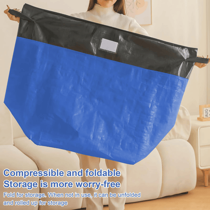 3 Sizes Oversized Reusable Moving Storage Totes, Waterproof Tear Resistant Foldable Storage Bags with Full Open Top & Label Slot, Heavy Load Moving Bags for Rigid Moving Boxes for Moving Dorm Camping Bedding Clothes