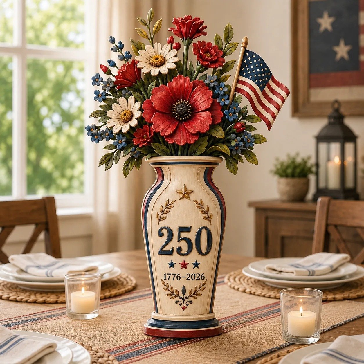 Handmade America's 250th Anniversary Patriotic Floral Décor