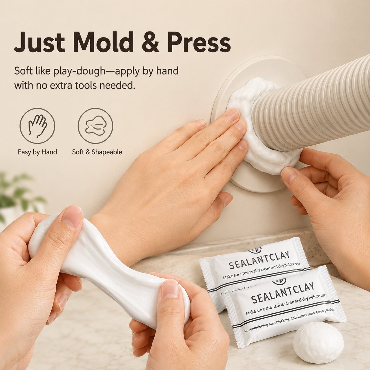 🧱 Moldable Sealant Clay | Non-Toxic Air Dry Gap Filler Blocks Drafts