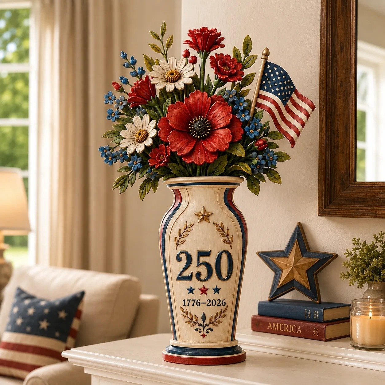 Handmade America's 250th Anniversary Patriotic Floral Décor