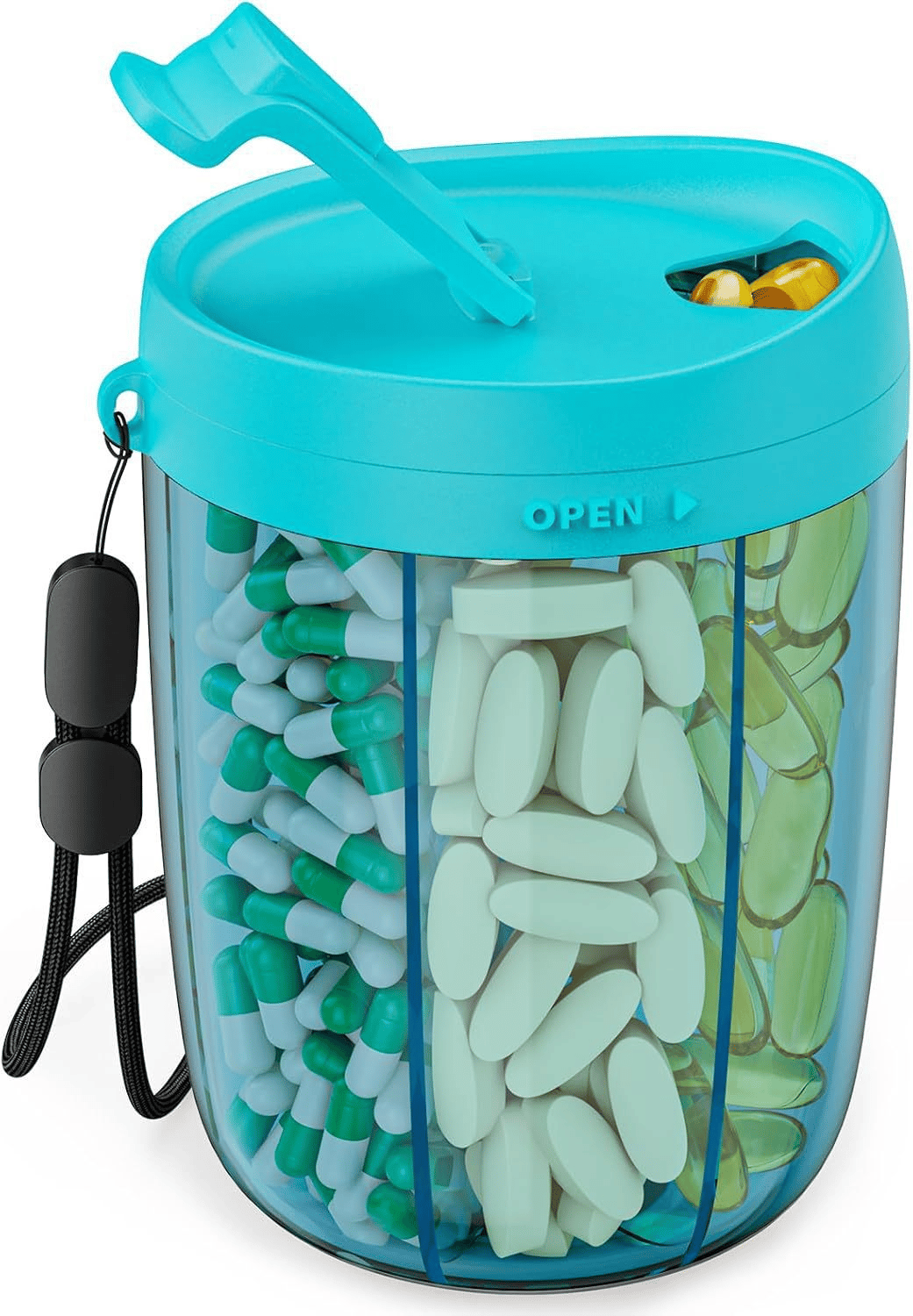 🎁Last Day Promotion 49% OFF🔥Pill Dispenser Bottle with 6 Compartments | Never Miss a Dose Again! 💊⏰