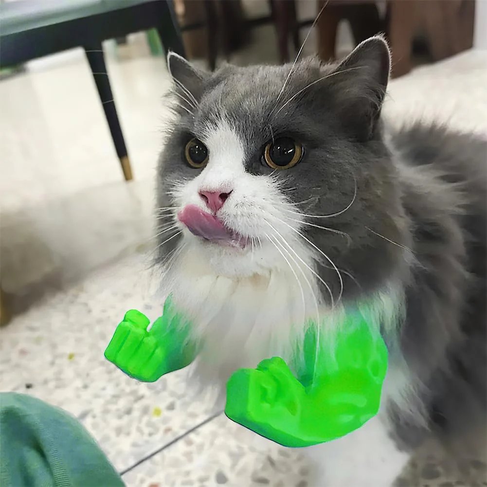3D Printed Pet Muscle Arm Costume – Funny Hero Cosplay Accessory for Cats, Small Dogs & Rabbits