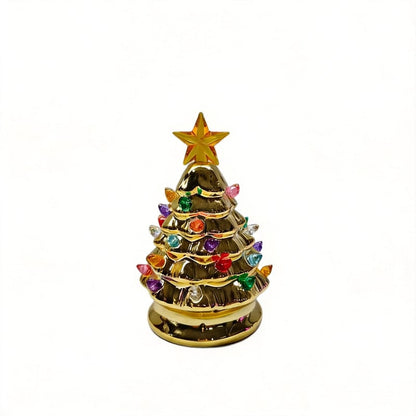 Mini 4.5-inch retro LED ceramic Christmas tree (lighted)—suitable for holiday decor or as a gift
