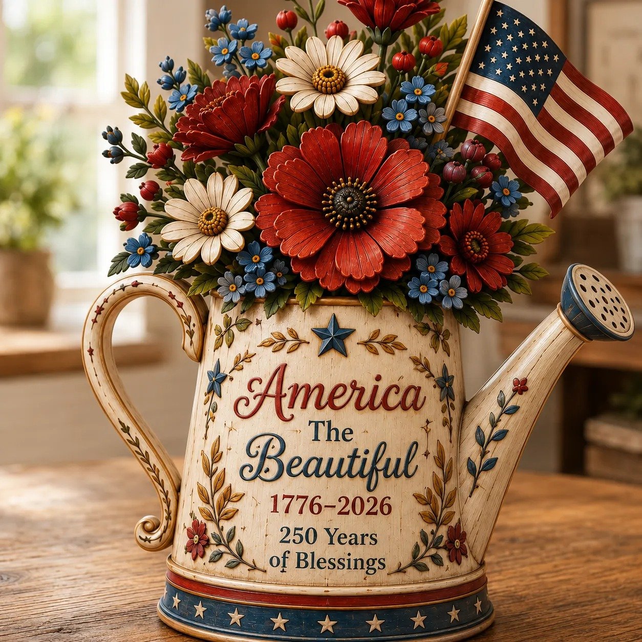 Handmade America's 250th Anniversary Patriotic Floral Décor