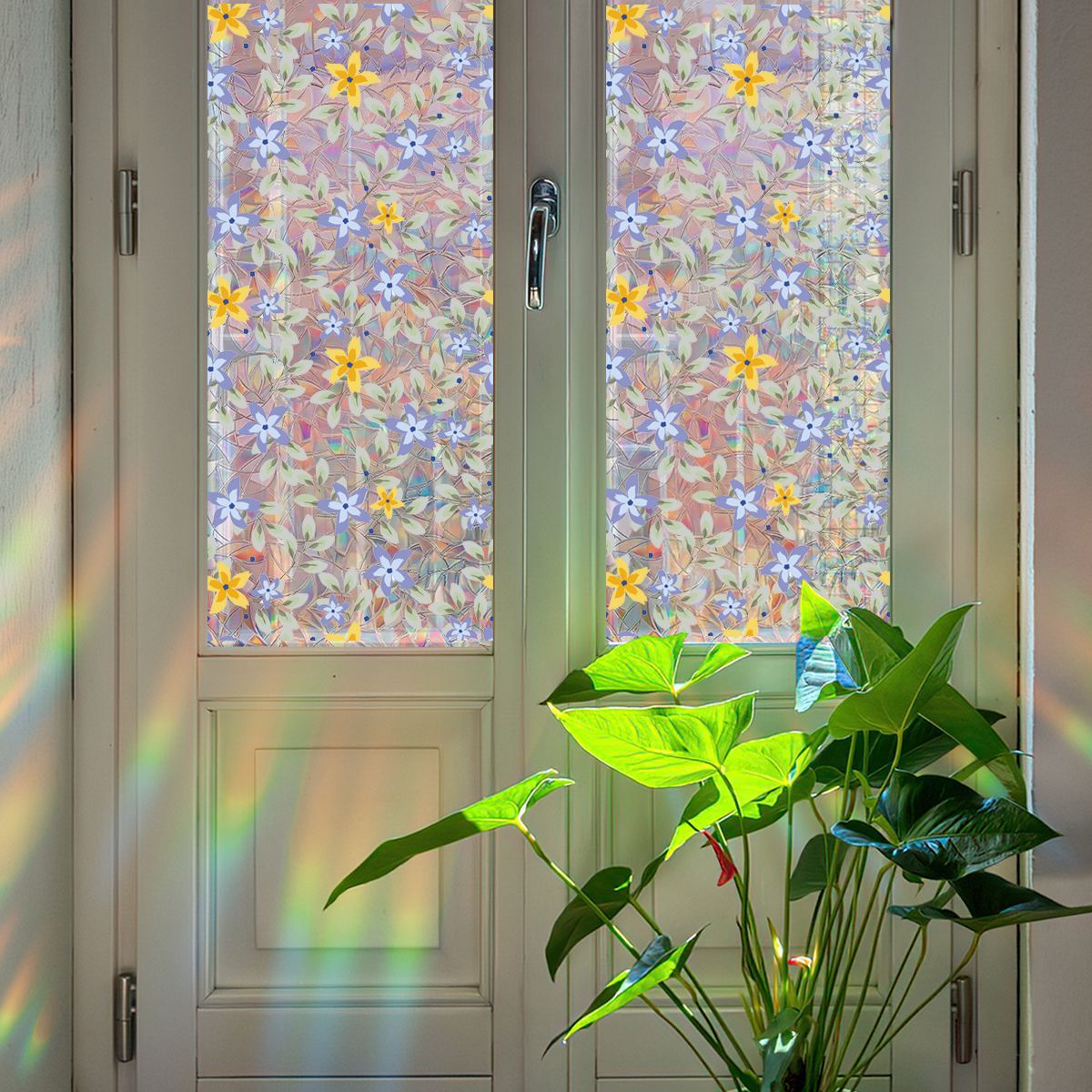 💐Colorful flowers, dazzling sunlight, double-sided visible glass decorative wall stickers