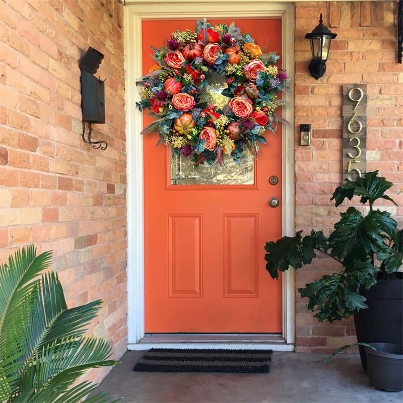 💖Last Day 49% OFF💖 Handmade Fall Peony And Pumpkin Wreath - Year Round Wreath