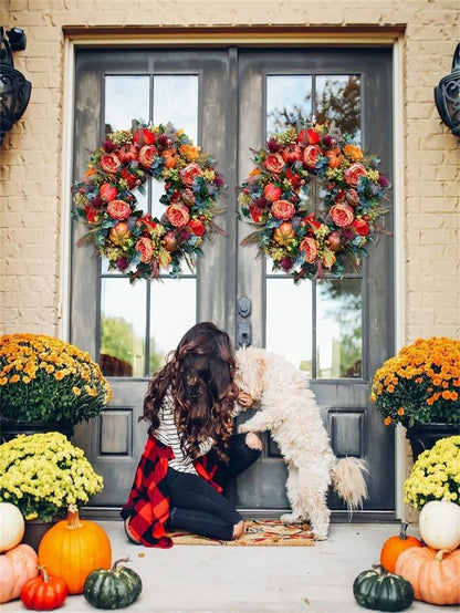💖Last Day 49% OFF💖 Handmade Fall Peony And Pumpkin Wreath - Year Round Wreath