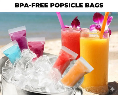 100 Pack Disposable Ice Pop Mold Bags with Funnel