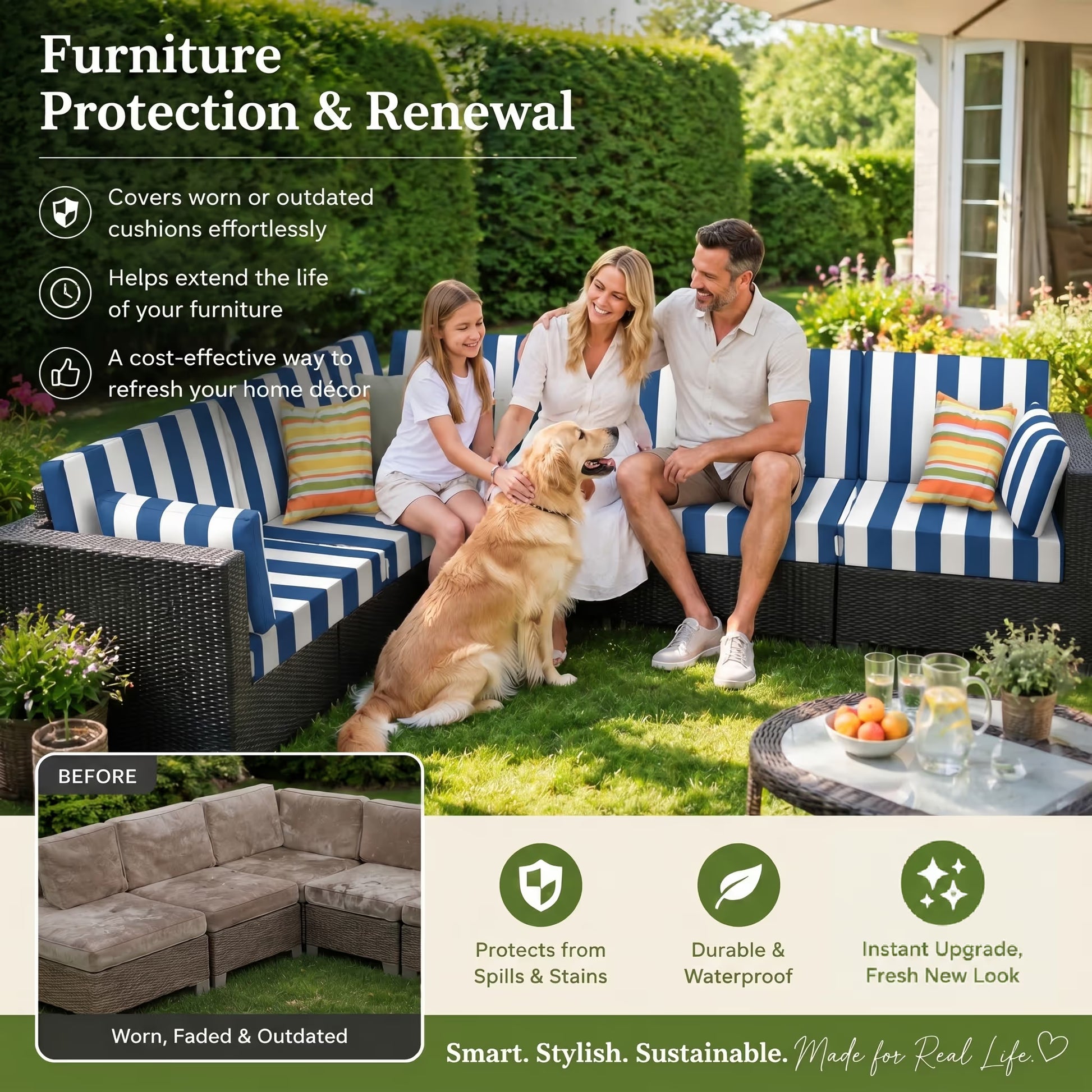 🛋️ Outdoor Patio Sofa Cushion Covers 🔥