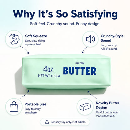 🧈 Butter Bar Squishy Fidget Toy, Soft Slow Rising Squeeze Toy With Crunch ASMR Sound