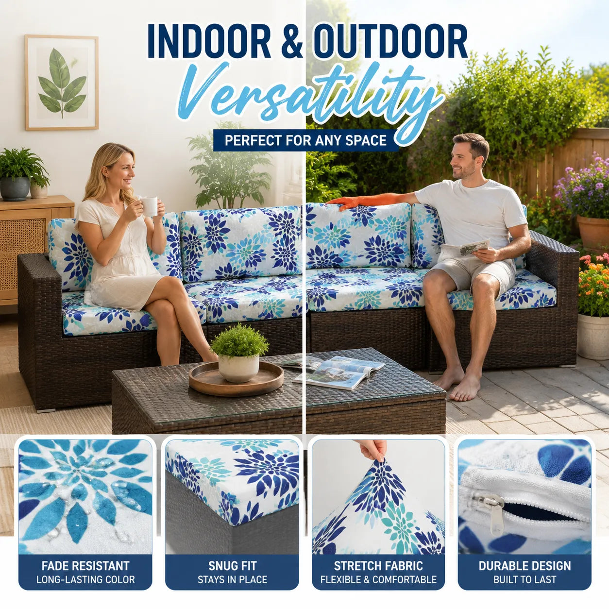 🛋️ Outdoor Patio Sofa Cushion Covers 🔥