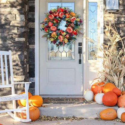 💖Last Day 49% OFF💖 Handmade Fall Peony And Pumpkin Wreath - Year Round Wreath
