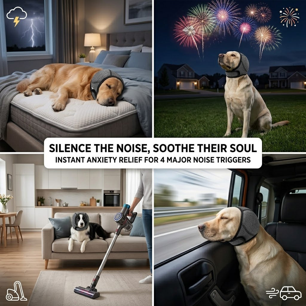🔥 [Flash Sale - 50% OFF] No More Shivering from Thunder & Dryers! ❤️ Dailyard Dog Calming Ear Wrap for Instant Anxiety Relief