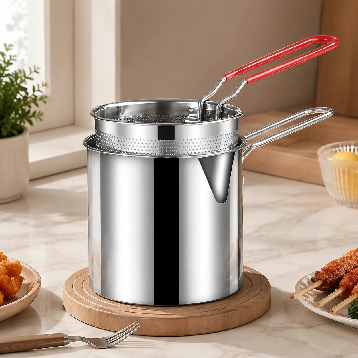 Mini Stainless Steel Deep Fry Pot with Strainer Basket