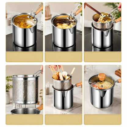 Mini Stainless Steel Deep Fry Pot with Strainer Basket