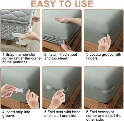 🛏️4 Pack Adjustable Bed Sheet Holder Straps, Elastic Mattress Sheet Clips to Prevent Slipping & Wrinkles