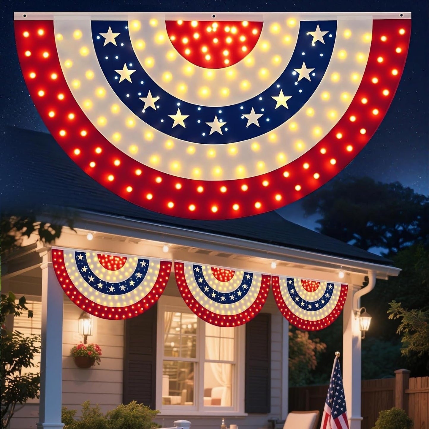 🏆🏆Flash Sale-49% OFF⚡ 50K+ SOLD! 3 x 6 Ft LED Patriotic Bunting Banner for America’s 250th
